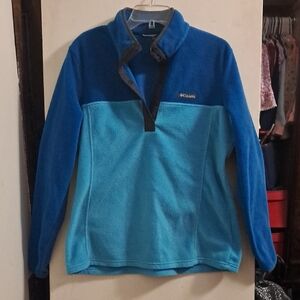 Columbia Womens Large Blue Snap Up Pull Over Fleece.